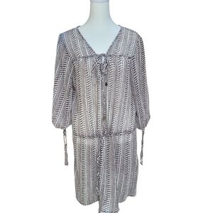 Merona Brown & White Patterned Cover-Up with Drawstring Waist  Lightweight Sz M